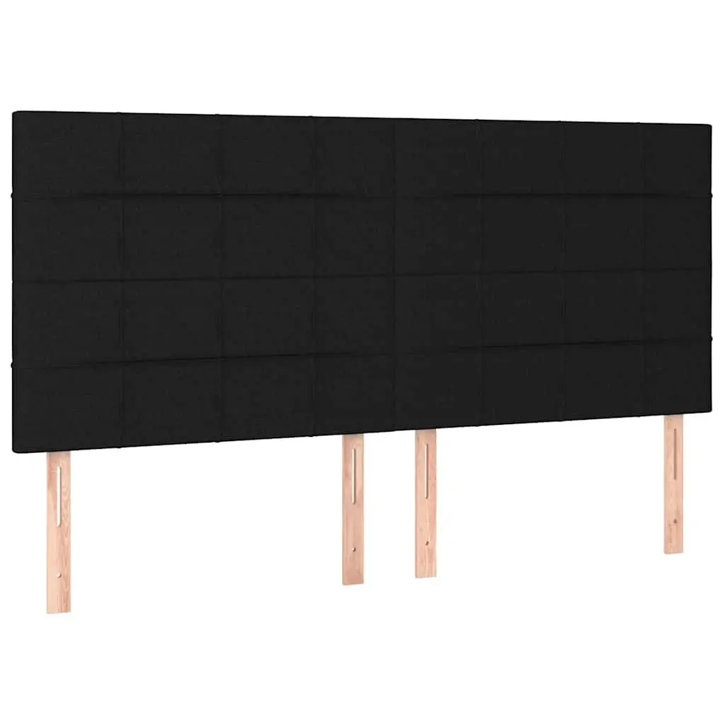 Adjustable Height LED Headboard Black Fabric 200cm for Bedroom