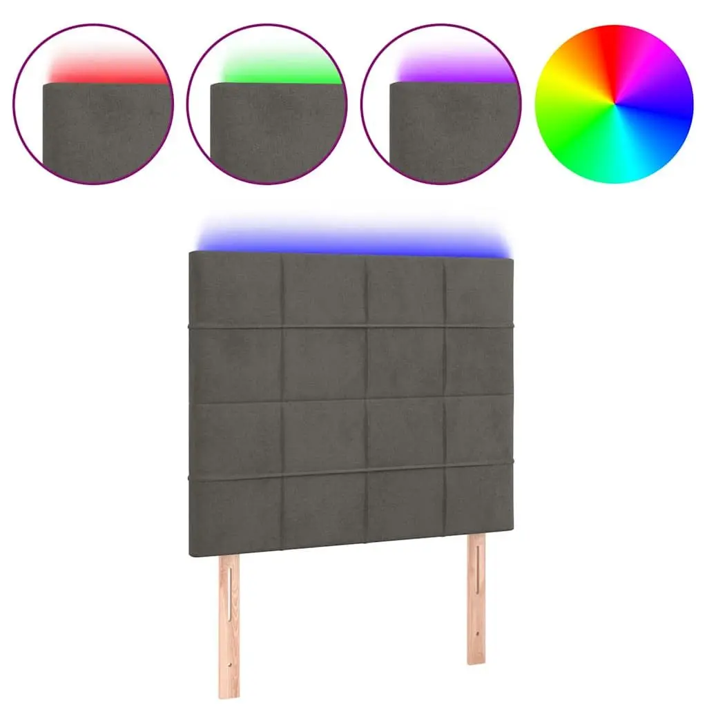 LED Headboard 80cm Dark Grey Velvet Bed Backrest Modern Bedroom Furniture