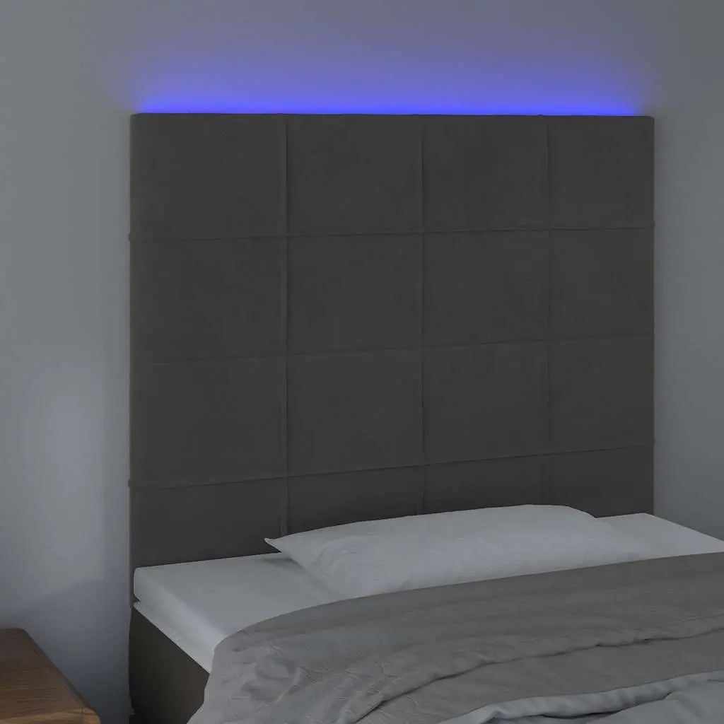 LED Headboard 80cm Dark Grey Velvet Bed Backrest Modern Bedroom Furniture