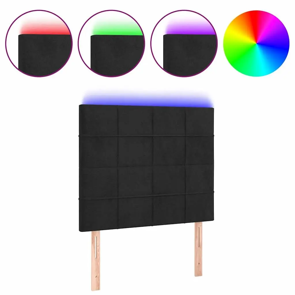 LED Headboard 100cm Black Velvet Adjustable Height Bed Back Support