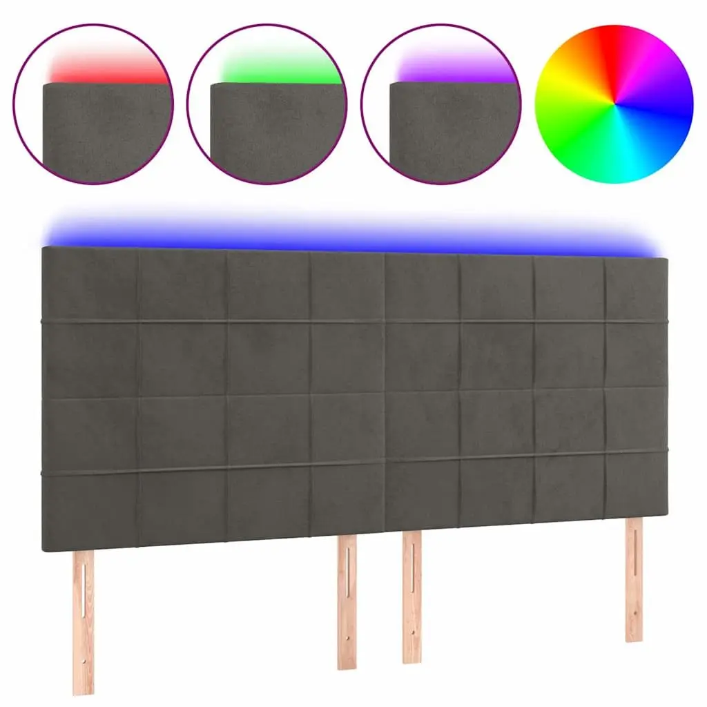 LED Headboard Adjustable Height 160cm Grey Velvet with Colourful Lights