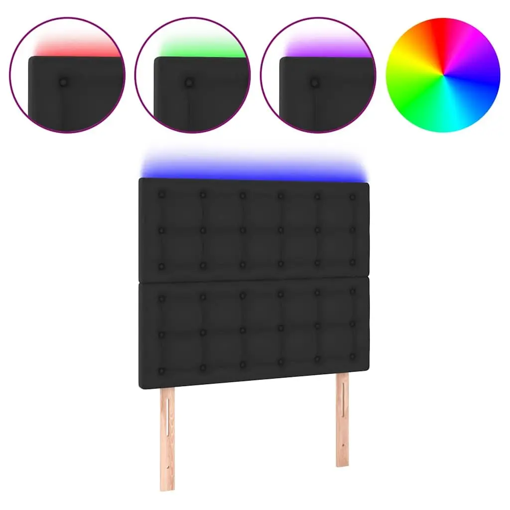 LED Headboard Black 100cm Faux Leather Bedroom with Colorful Lights