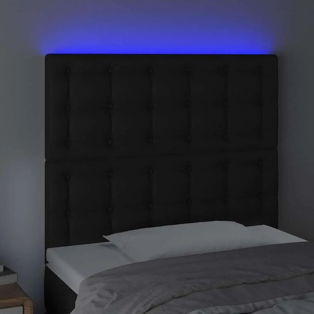 LED Headboard Black 100cm Faux Leather Bedroom with Colorful Lights