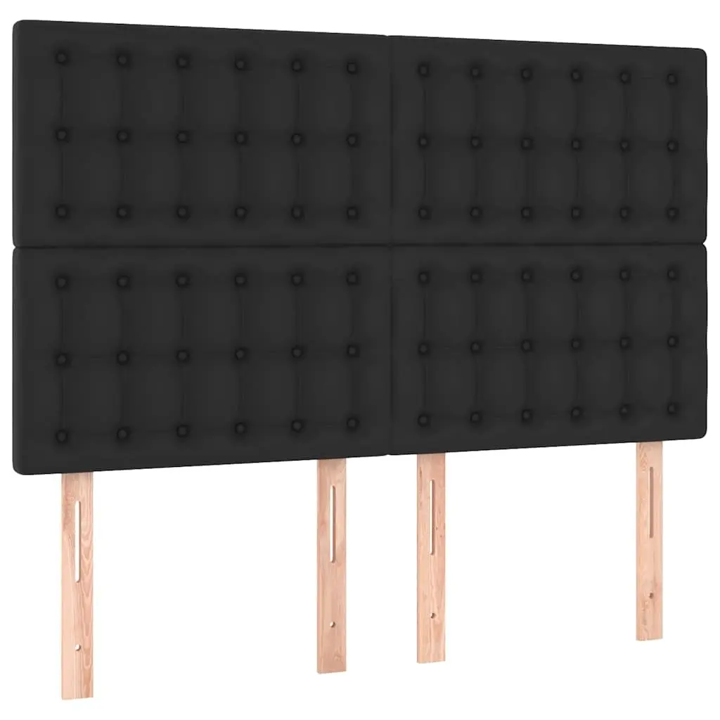 LED Headboard Adjustable Height 144cm Black Faux Leather Modern Bedroom Wall Mount Lighting