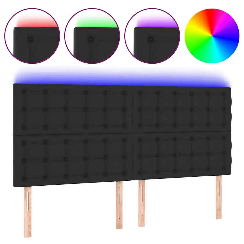 LED Headboard Adjustable Height 200 cm Black Faux Leather Modern Bedroom Decor