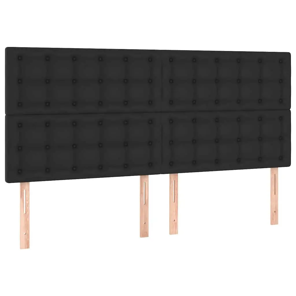 LED Headboard Adjustable Height 200 cm Black Faux Leather Modern Bedroom Decor