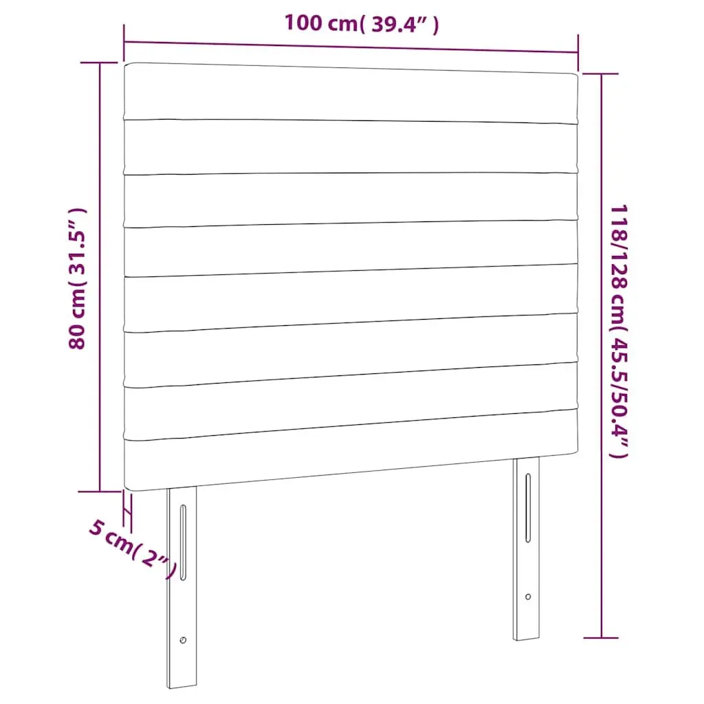 LED Headboard Adjustable Height 100cm Grey Fabric Modern Bedroom