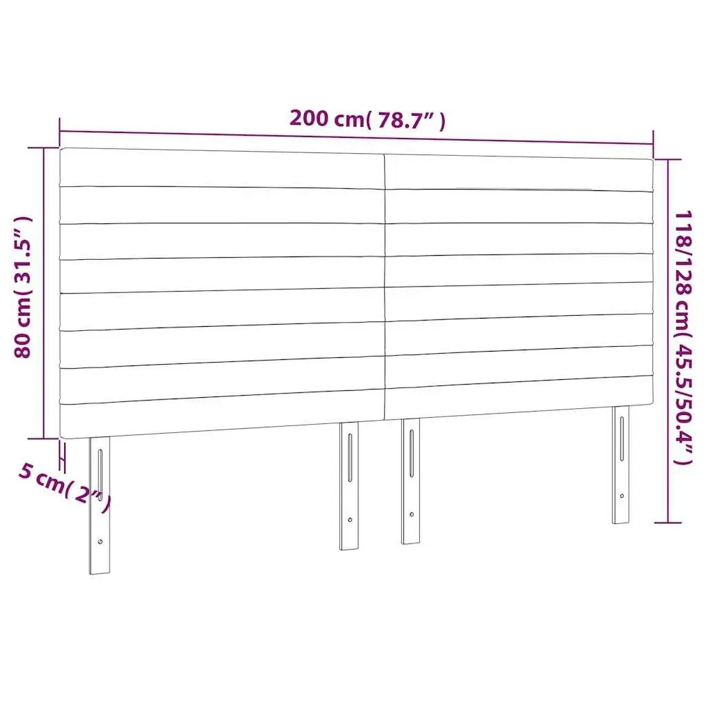 Dark Grey Fabric LED Headboard 200cm Adjustable