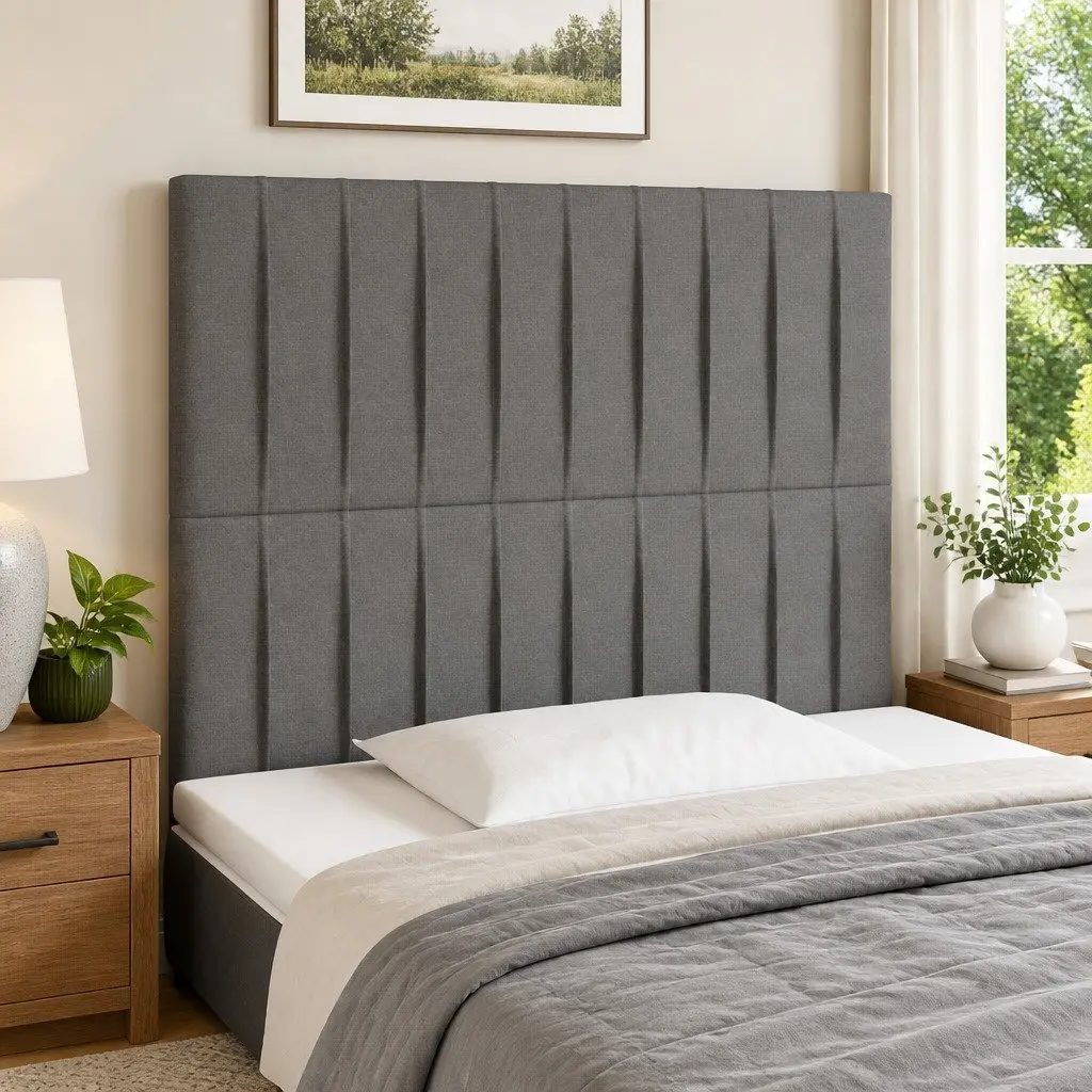 LED Headboard 80cm Grey Fabric Adjustable Height Bed Backrest with Colourful