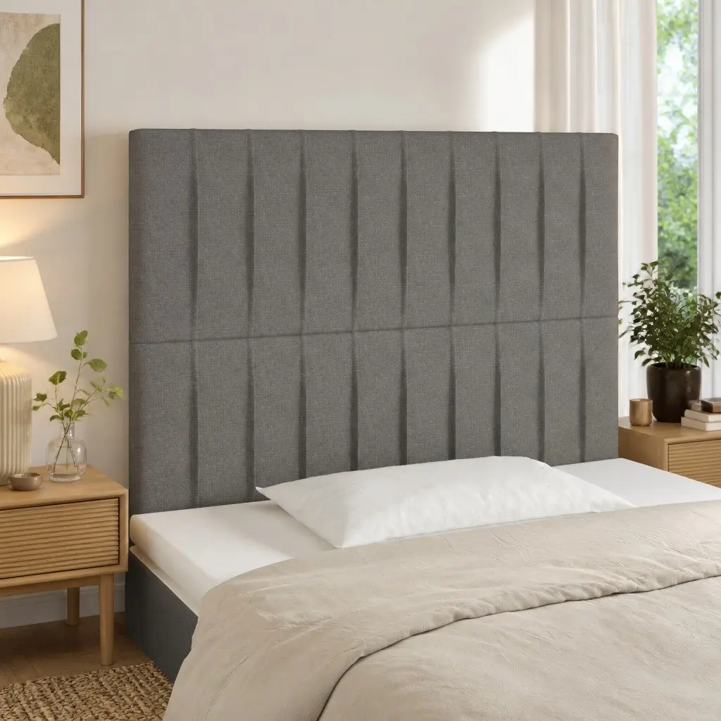 LED Headboard 100cm Grey Fabric Adjustable Height Modern Bedroom Back Support