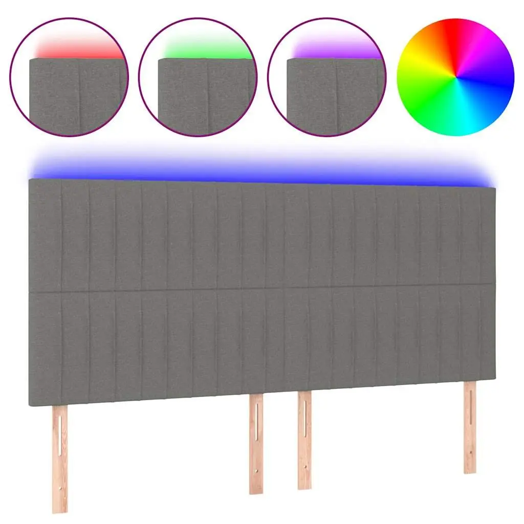 LED Headboard Adjustable Height 200cm Dark Grey Fabric