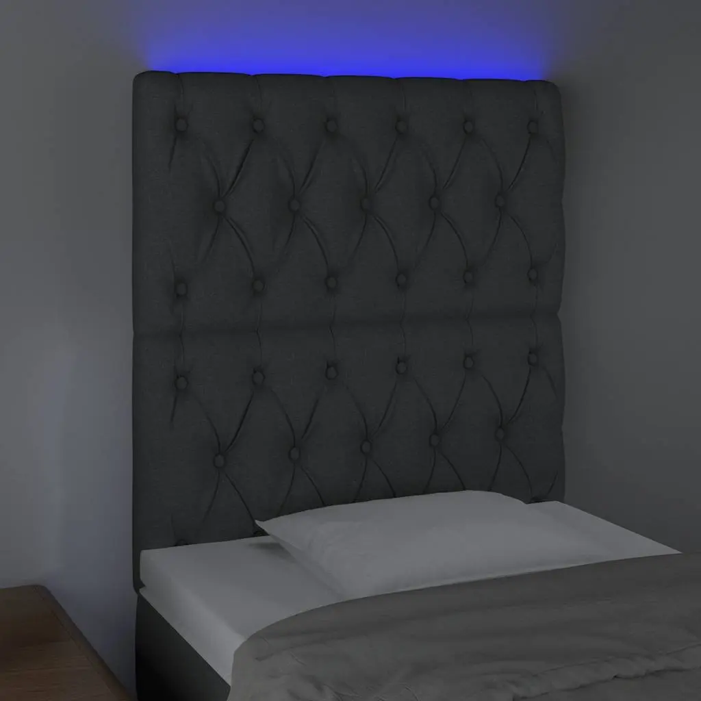 LED Headboard 80cm Dark Grey Fabric with Adjustable Lights