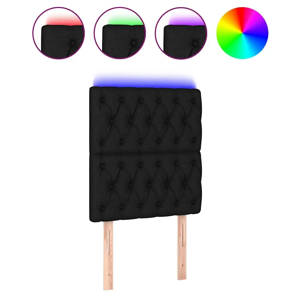 Adjustable Height LED Headboard Black Fabric 80cm Modern Bedroom Back Support