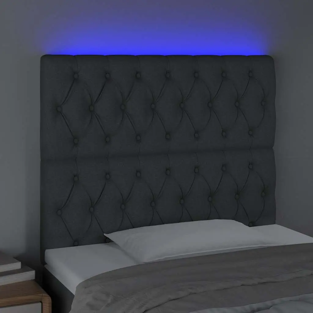 Grey Fabric Adjustable Height LED Headboard 100cm Bedroom Wall Mount