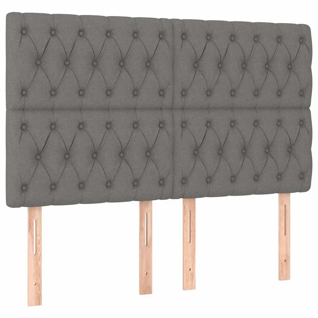 LED Headboard 144cm Dark Grey Fabric Bed Backrest with Adjustable Height