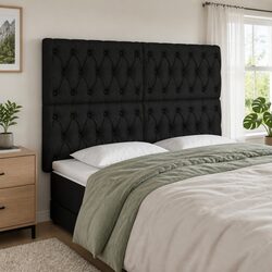 Comfortable and Versatile LED Headboard in Black Fabric
