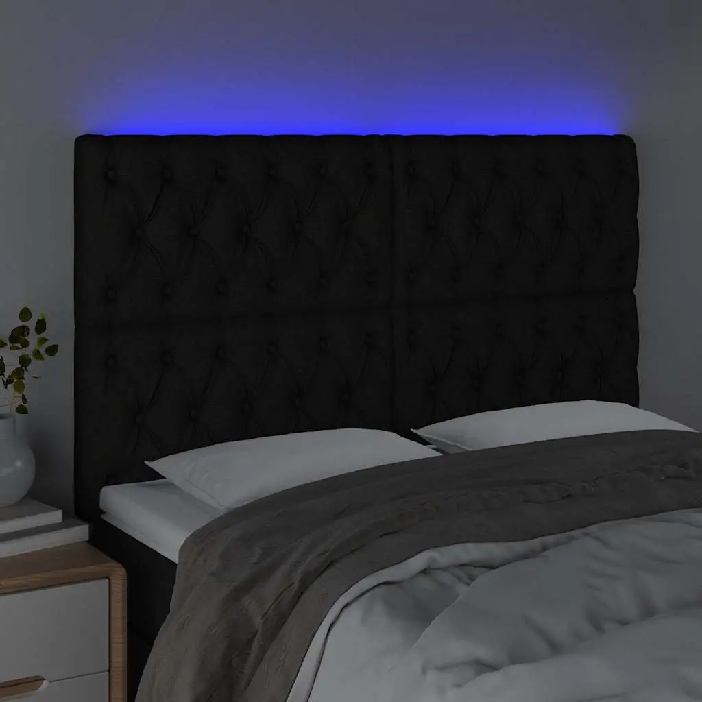 LED Headboard in Black Fabric