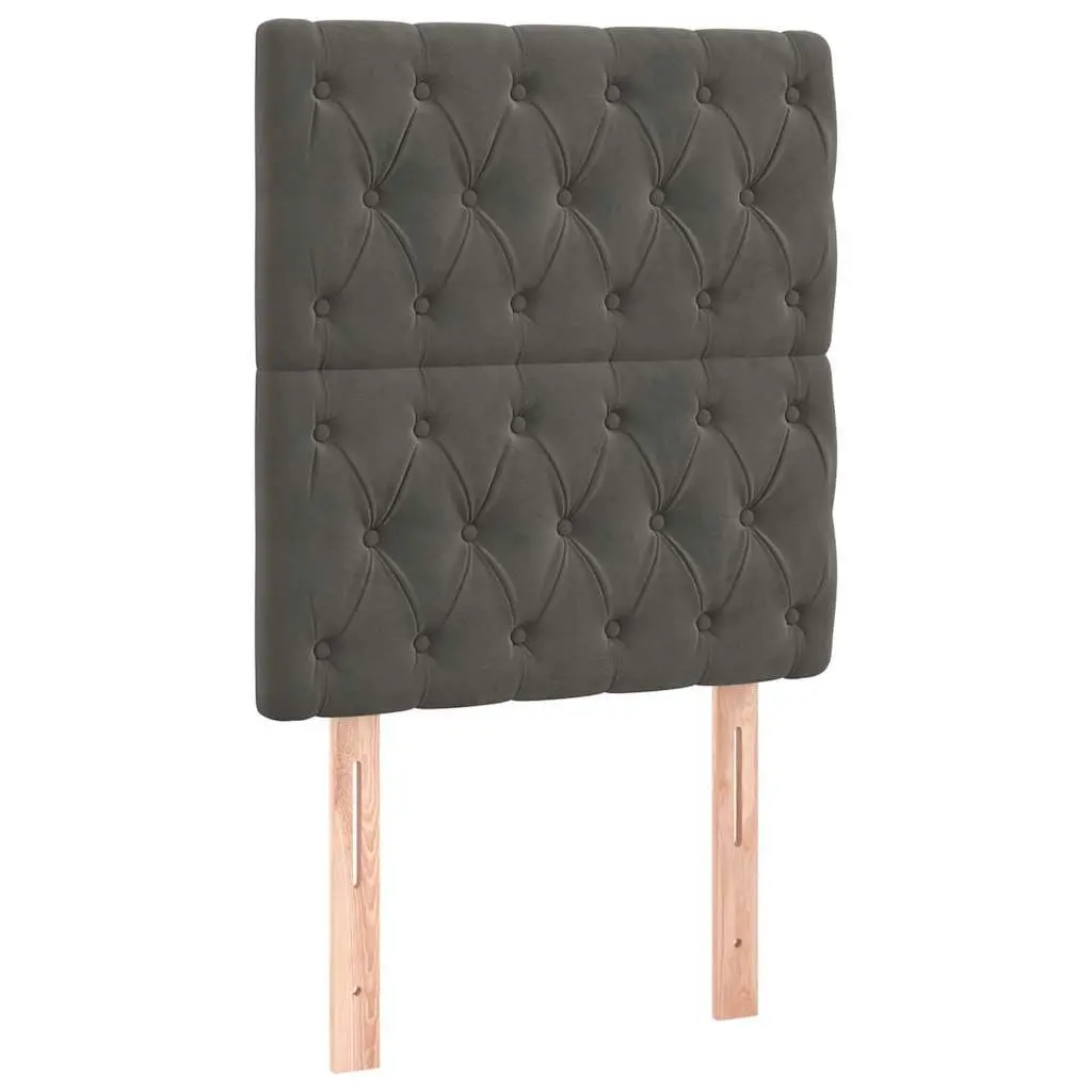 LED Headboard Velvet Bed Frame 80 cm Grey Modern Bedroom