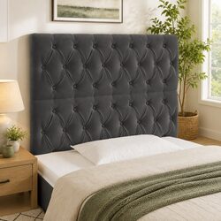 Quality LED Headboard 100cm - Dark Grey Velvet Support