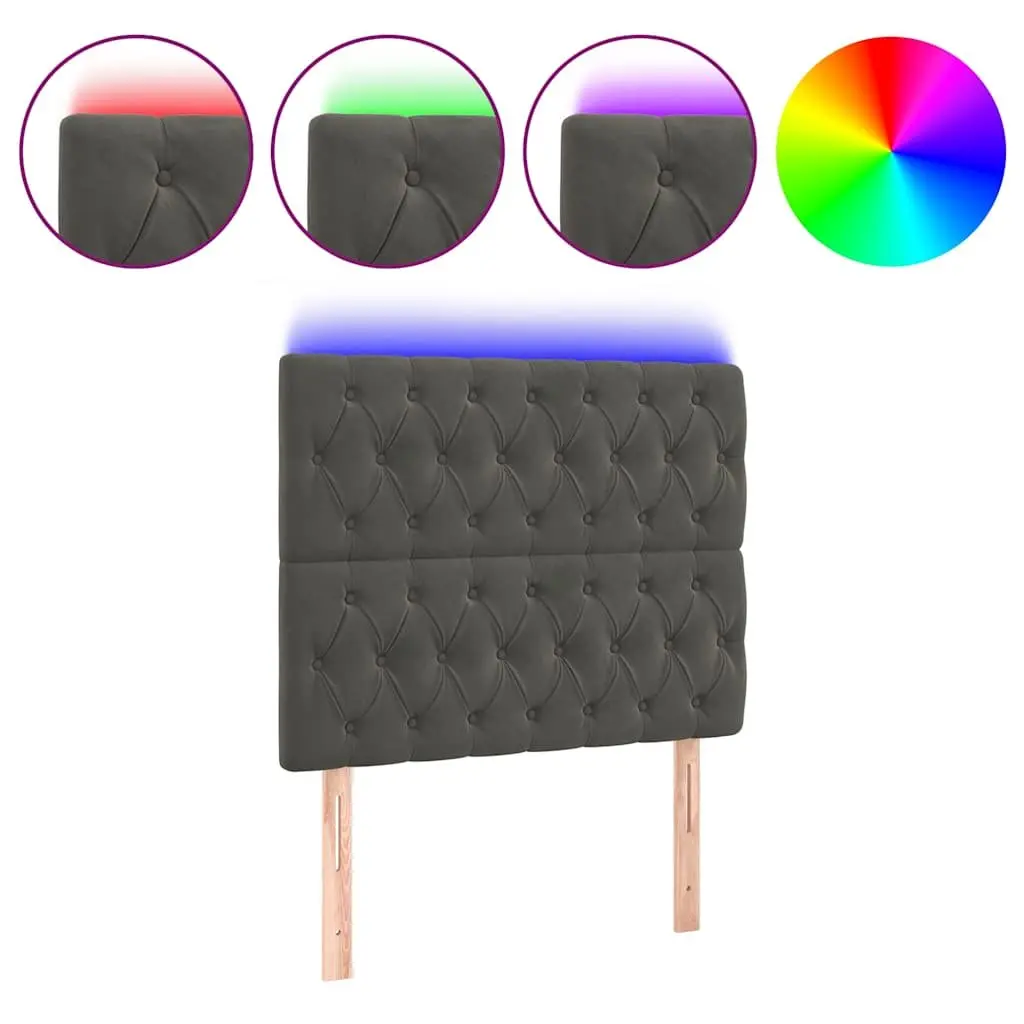 LED Headboard 100cm Dark Grey Velvet Bed Backrest Modern Bedroom Furniture