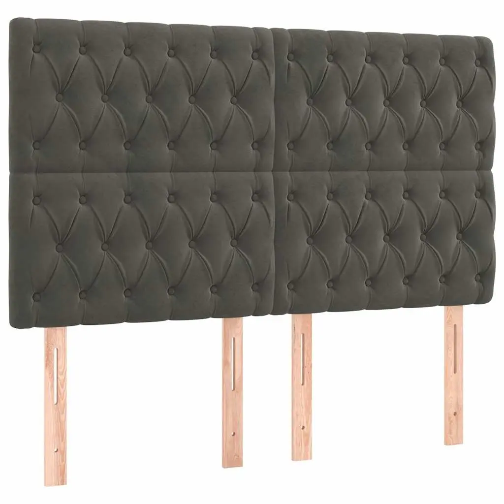 LED Headboard Grey Velvet 160 cm Padded Bed Backrest with Adjustable Colourful Lighting