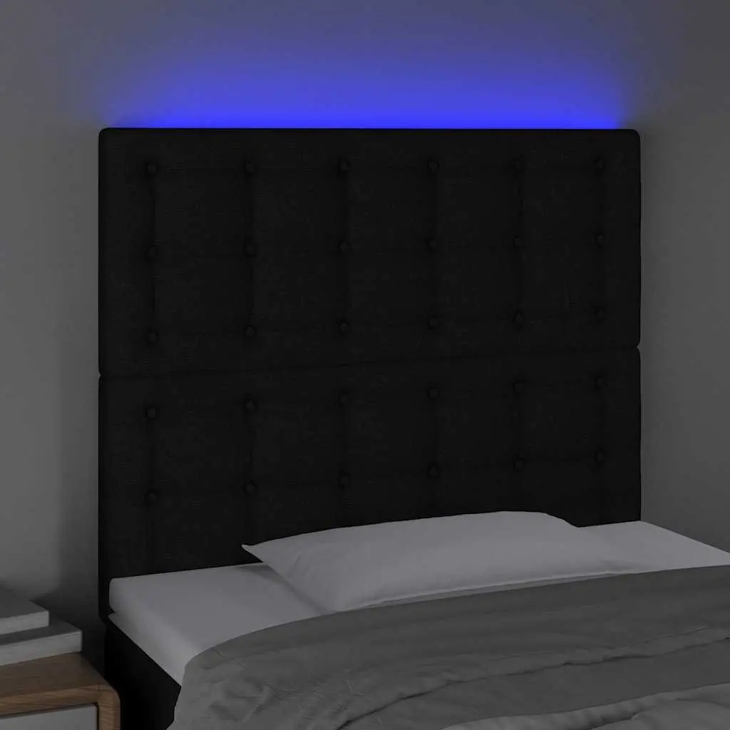 LED Headboard Black 80cm Fabric Bed Backrest Adjustable Height Modern