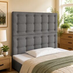LED Headboard 100cm Grey Fabric Modern Bedroom Back Support Adjustable Height
