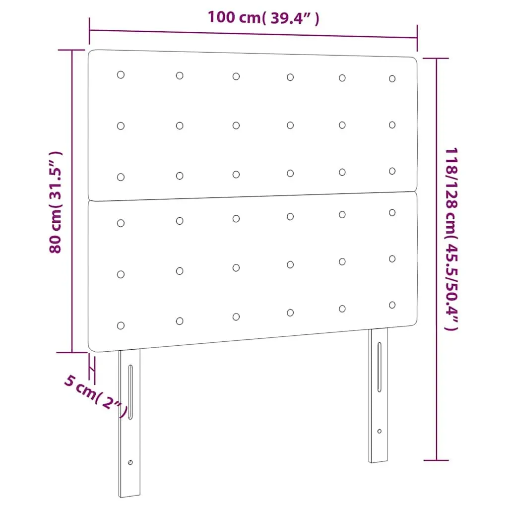 LED Headboard Adjustable Height 100cm Grey Fabric Modern Bedroom Back Support