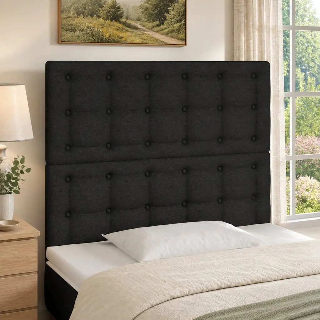 LED Headboard Adjustable Height 100cm Black Fabric Bedroom Bed Back Support