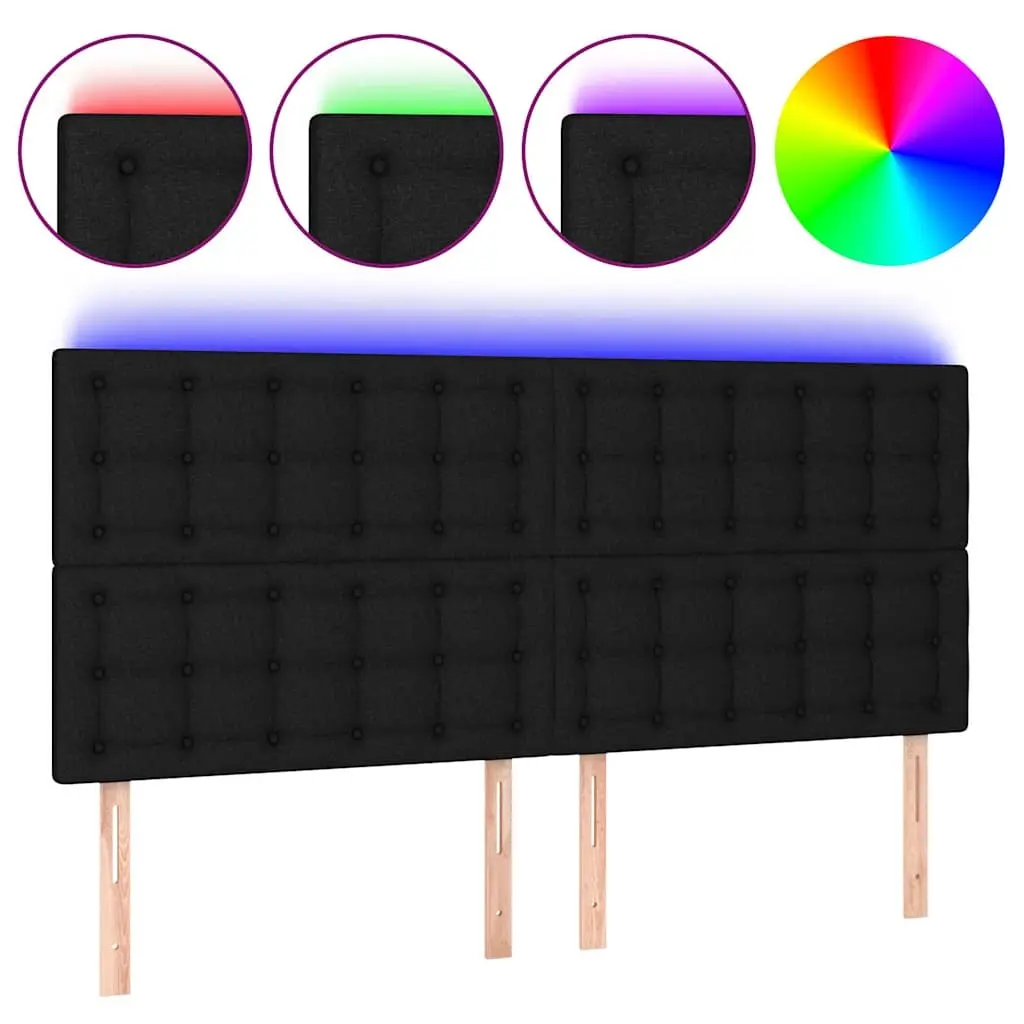 LED Headboard Adjustable Height 160 cm Black Fabric Bedroom Wall Mount