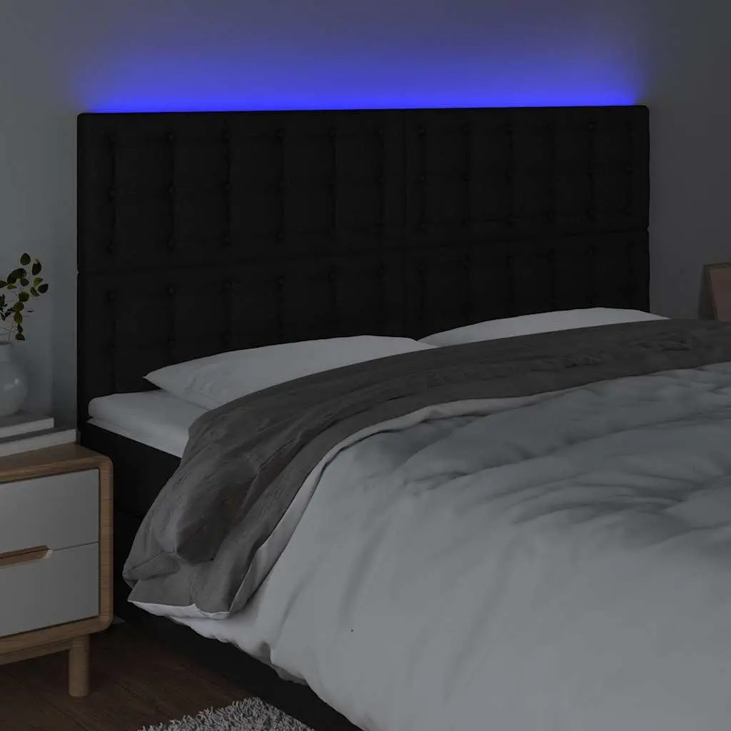 LED Headboard Black 200cm Fabric Bedroom Bed Head Rest with Adjustable Height