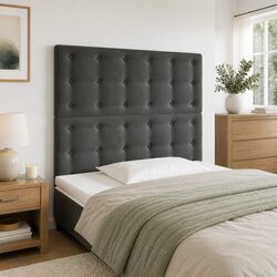 Grey Velvet LED Headboard 80cm - Practical & Stylish