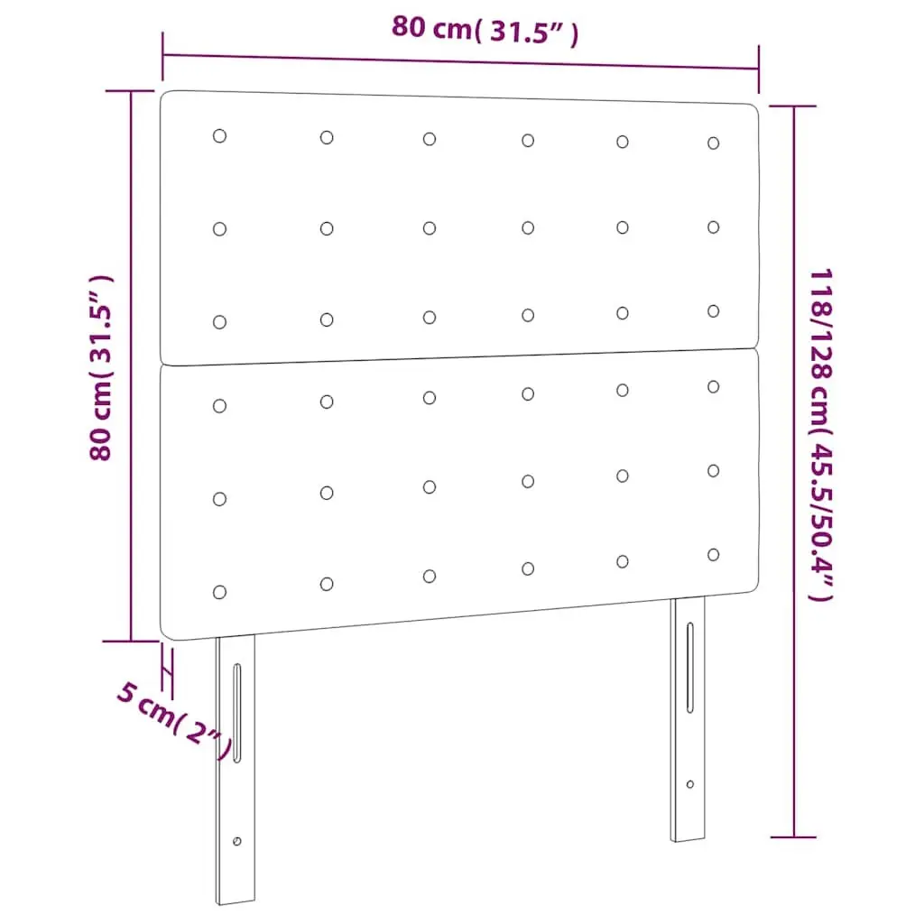 LED Headboard Velvet Bed Headboard 80cm Modern Bedroom Furniture Grey