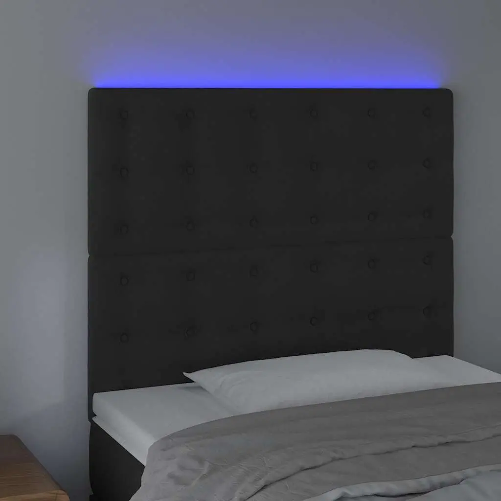 LED Headboard Adjustable Height 100cm Black Velvet