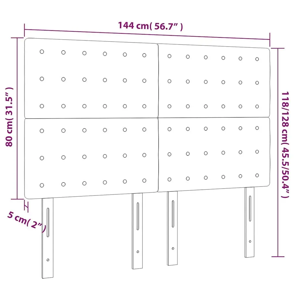LED Headboard Backrest Adjustable Height 144cm Dark Grey Velvet