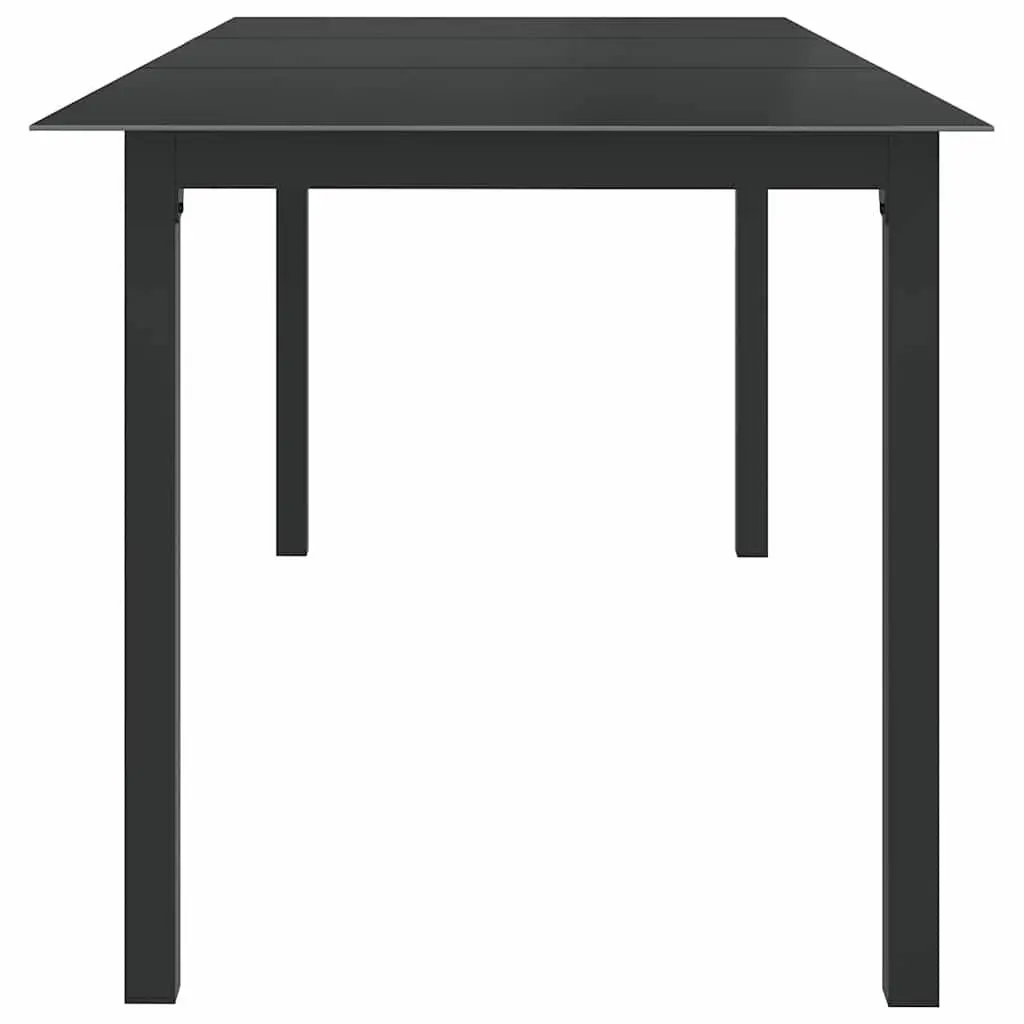 Garden Table Outdoor Dining Aluminium Frame Glass Top 190x90cm Black