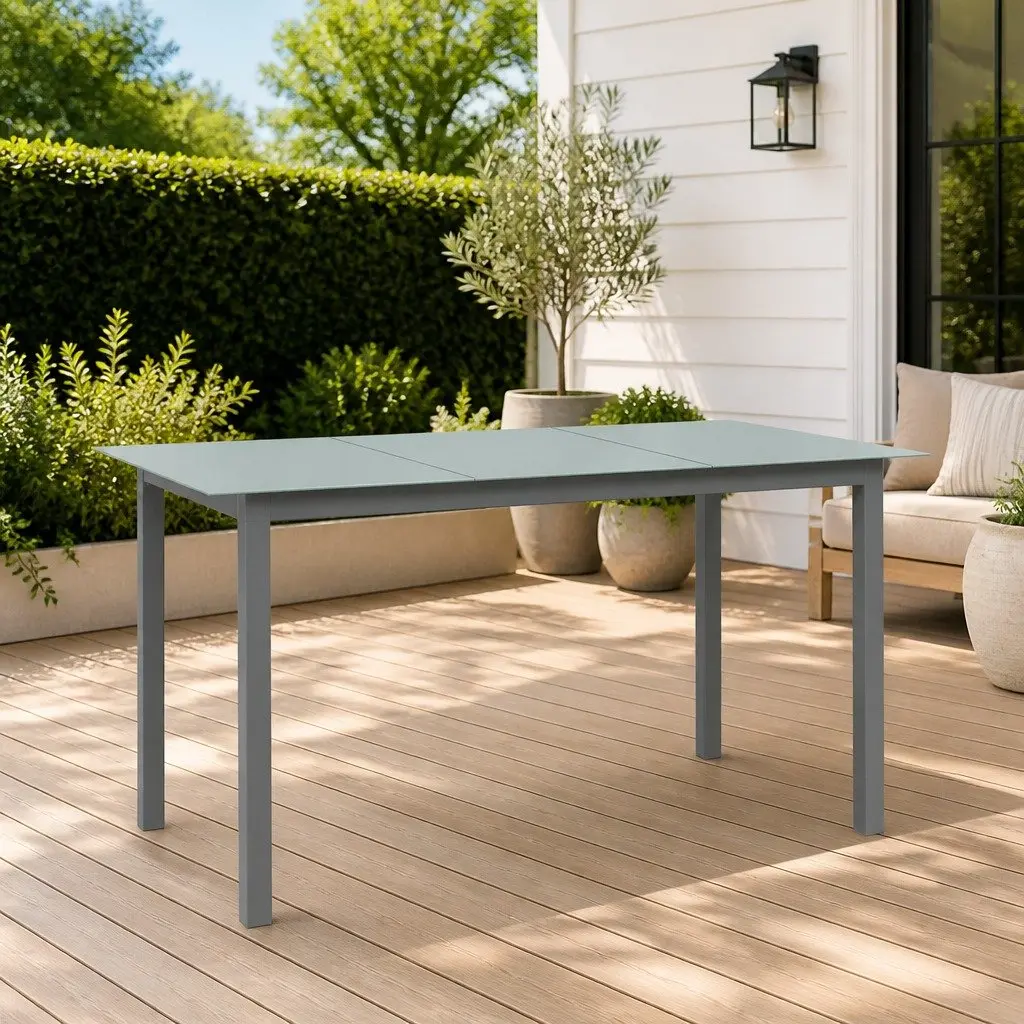 Grey Aluminium Dining Table for Outdoor Enjoyment