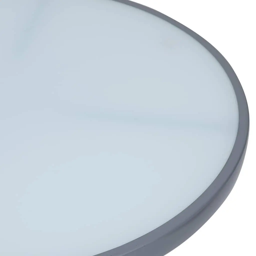 Round Garden Table Dining 80cm Glass Top Steel Frame Grey