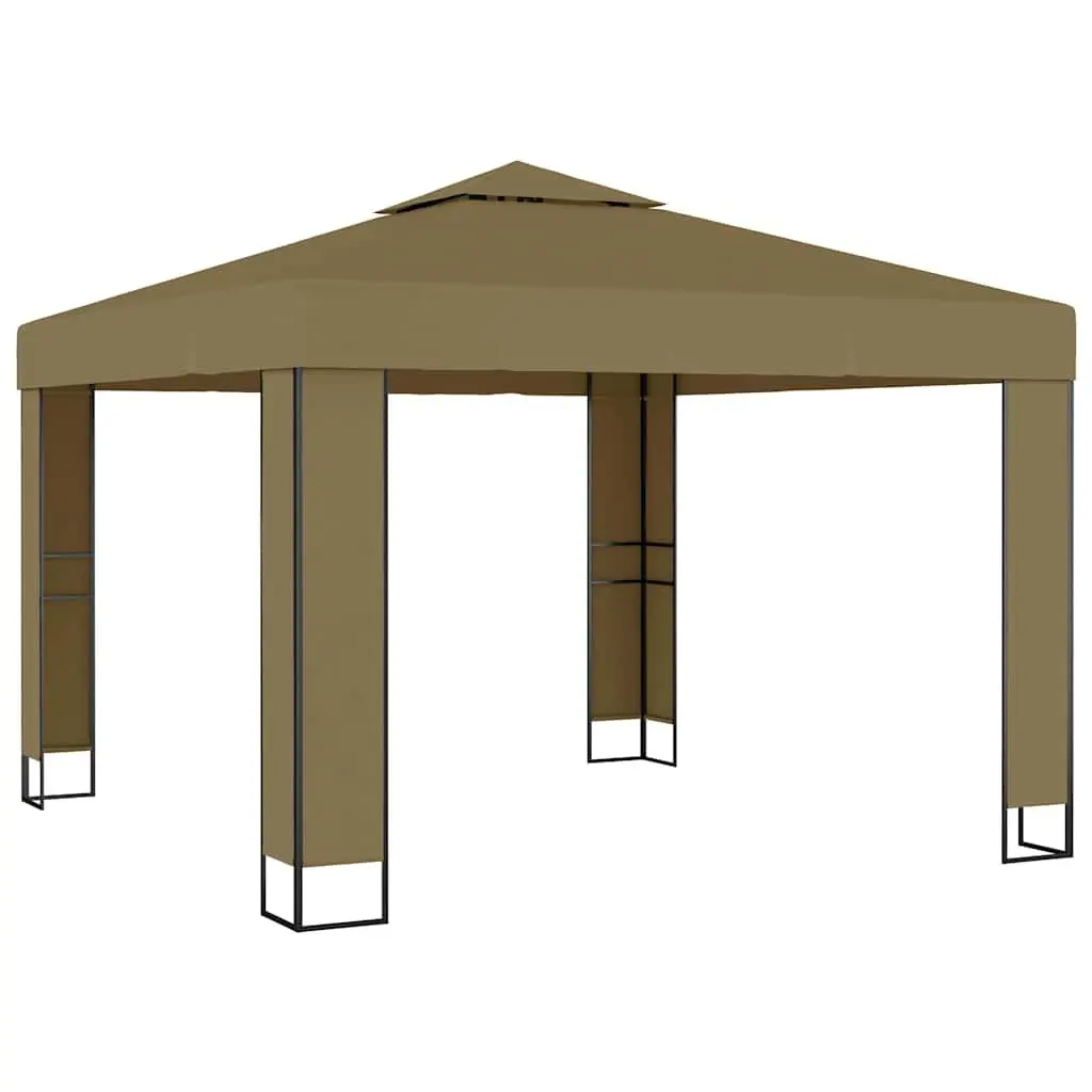 Gazebo Outdoor Garden Canopy Shelter 3x3x2.7m Double Roof Taupe