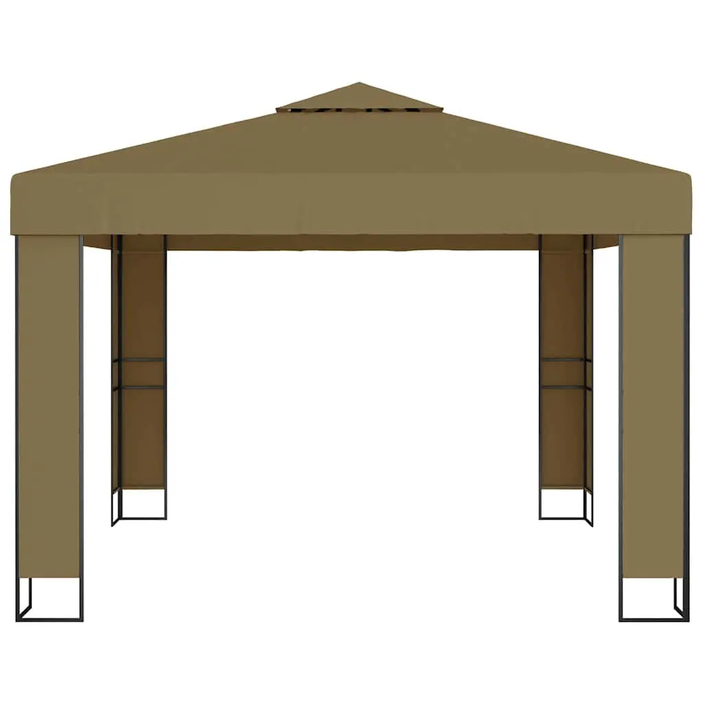 Gazebo Outdoor Garden Canopy Shelter 3x3x2.7m Double Roof Taupe