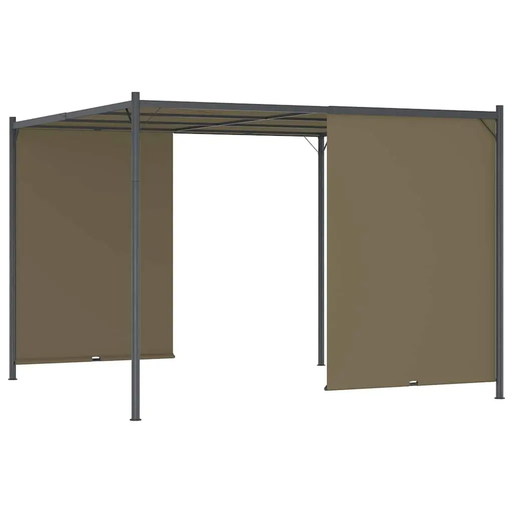 Garden Pergola Retractable Sliding Roof Canopy 3x3m Outdoor Shade Taupe