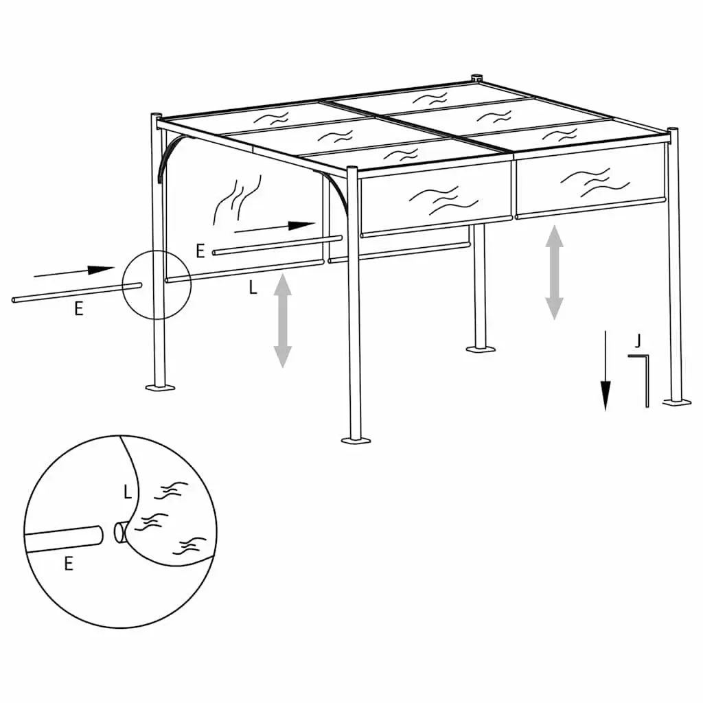 Garden Pergola Retractable Sliding Roof Canopy 3x3m Outdoor Shade Taupe