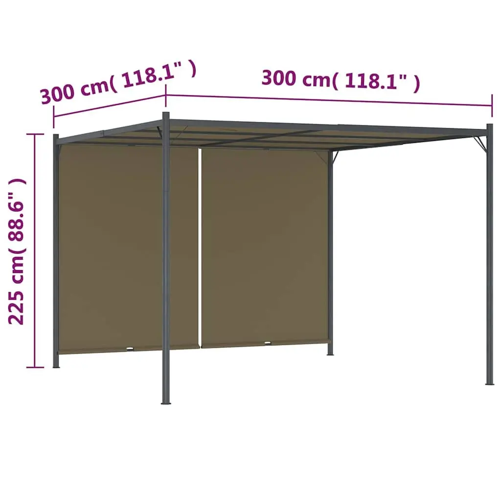 Garden Pergola Retractable Sliding Roof Canopy 3x3m Outdoor Shade Taupe