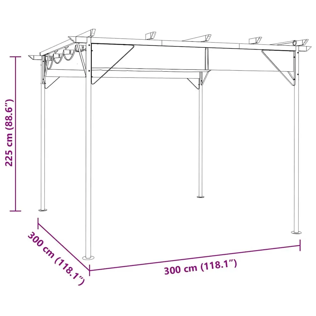 Garden Pergola Retractable Roof 3x3m Outdoor Shade Anthracite Steel Frame