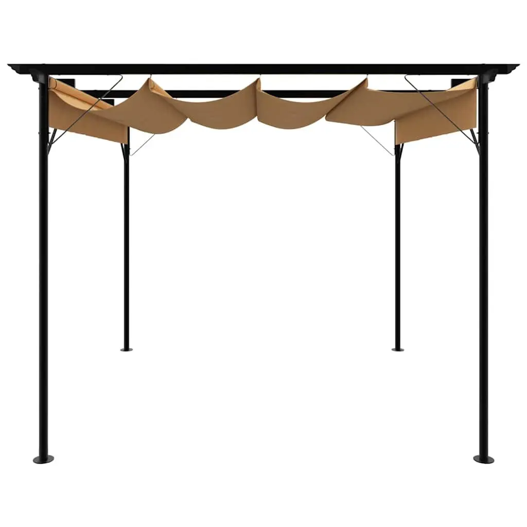 Garden Pergola Retractable Roof Outdoor Shade Structure 3x3m Steel Frame Taupe