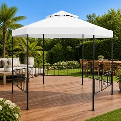 Garden Gazebo Outdoor Canopy 323x275x265cm White Double Vented Sunshade