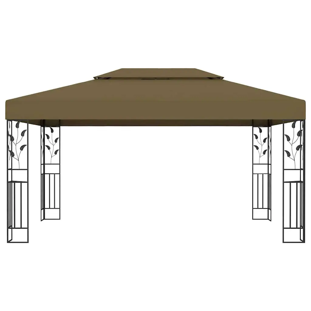 Outdoor Canopy Gazebo Double Roof 3x4m Taupe for Garden Events Backyard Weddings Parties BBQs