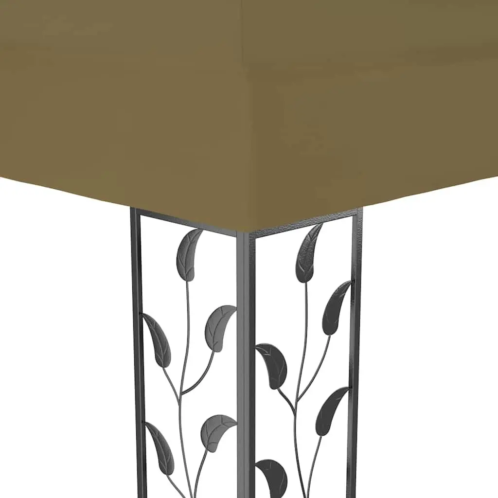 Outdoor Canopy Gazebo Double Roof 3x4m Taupe for Garden Events Backyard Weddings Parties BBQs