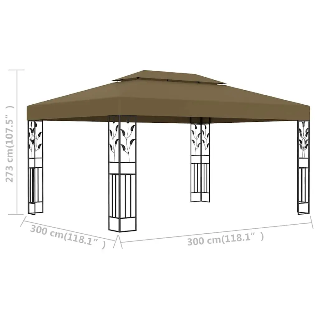 Outdoor Canopy Gazebo Double Roof 3x4m Taupe for Garden Events Backyard Weddings Parties BBQs