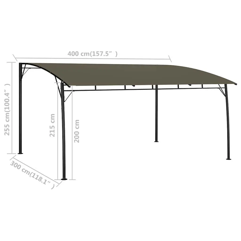 Garden Awning Sunshade Canopy 4x3x2.55m Outdoor Shelter Gazebo Taupe